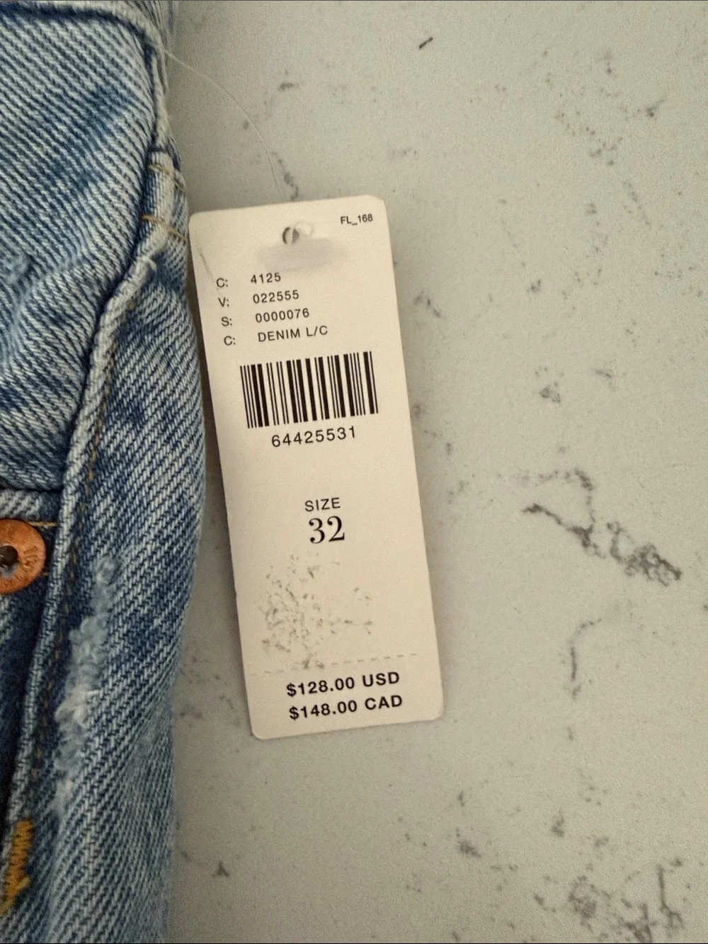 Agolde Light Blue High-Rise Frayed Hem Denim Shorts - Picture 2 of 3